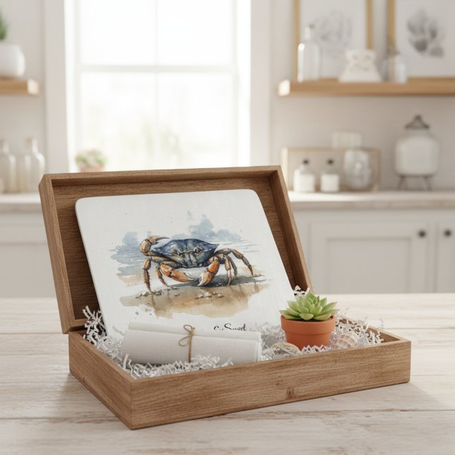 Planche À Découper Crabe de plage à l'aquarelle, personnalisé (Créateur téléchargé)