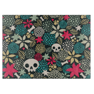 Planche À Découper Crâne en fleurs
