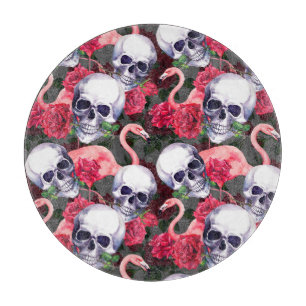 Planche À Découper Crâne floral, motif flamand sans soudure.