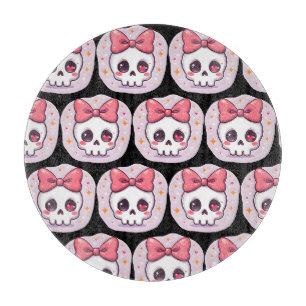 Planche À Découper Crâne Goth Pastel Mignon avec Nœud