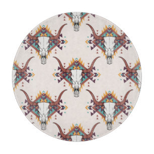 Planche À Découper Crâne taureau de la tribu : Boho Seamless