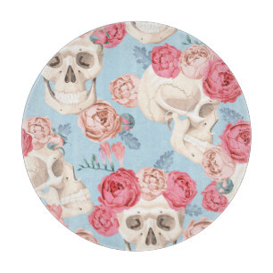 Planche À Découper Crânes et Motif Vintage Rose