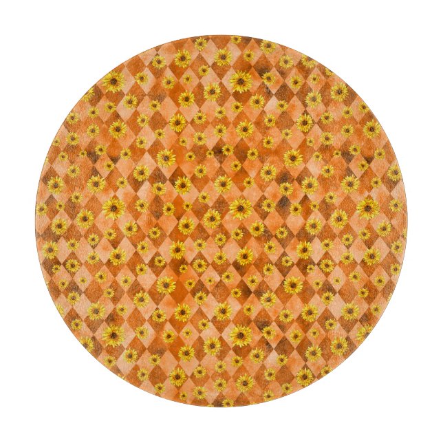 Planche À Découper Crânes orange et série tournesol Design 2   (Devant)
