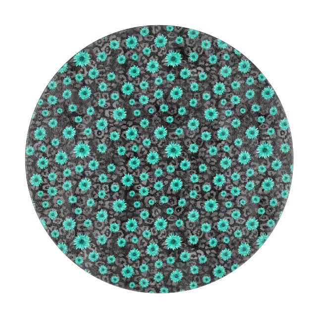 Planche À Découper Crânes Turquoise et Série Tournesol Design 5  (Devant)