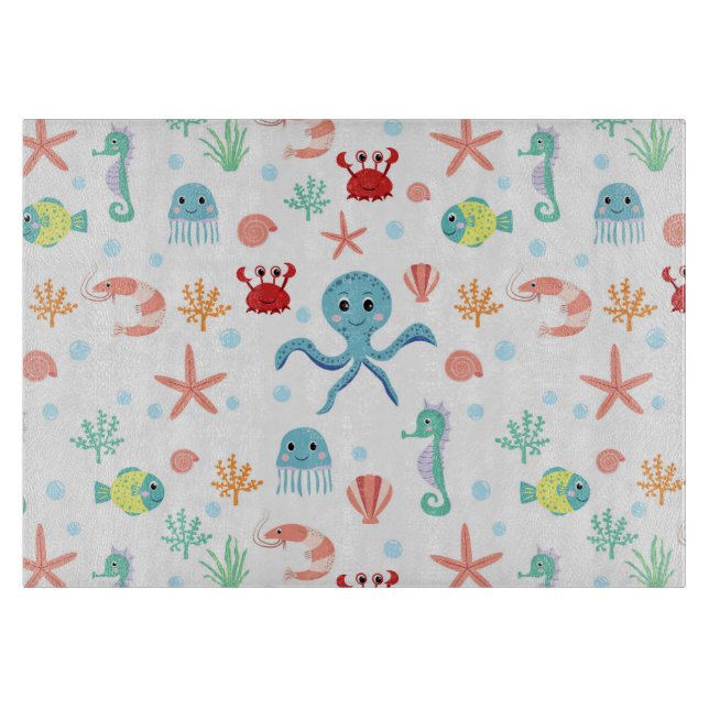 Planche À Découper Créatures de mer sous-marines fantaisistes (Devant)