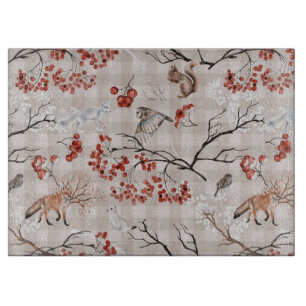 Planche À Découper Créatures forestières d'hiver