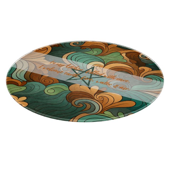 Planche À Découper Créez Vos Propres Vagues d'Ambre de Teal Automne (Coin)