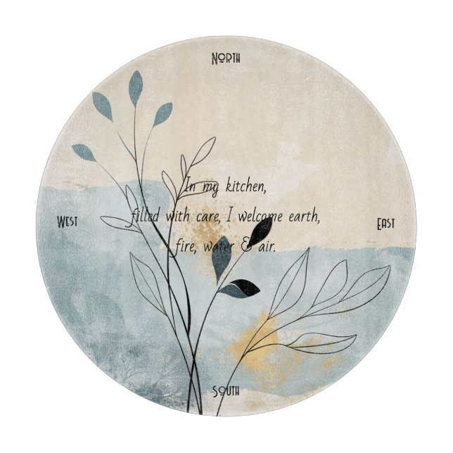Planche À Découper Créez Votre Propre Aube Bleue Dorée Florale Minima (Devant)