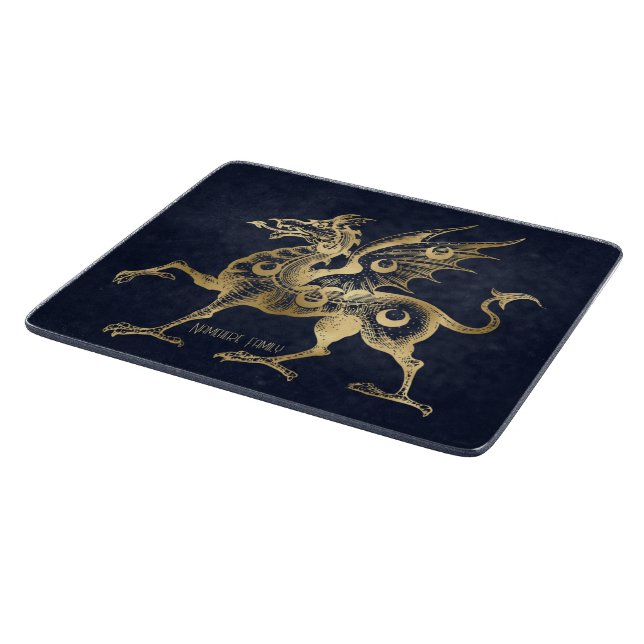 Planche À Découper Créez votre propre Dragon gothique Bleu & Or (Coin)
