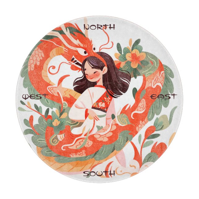 Planche À Découper Créez Votre Propre Jeune Fille du Dragon Chinois e (Devant)