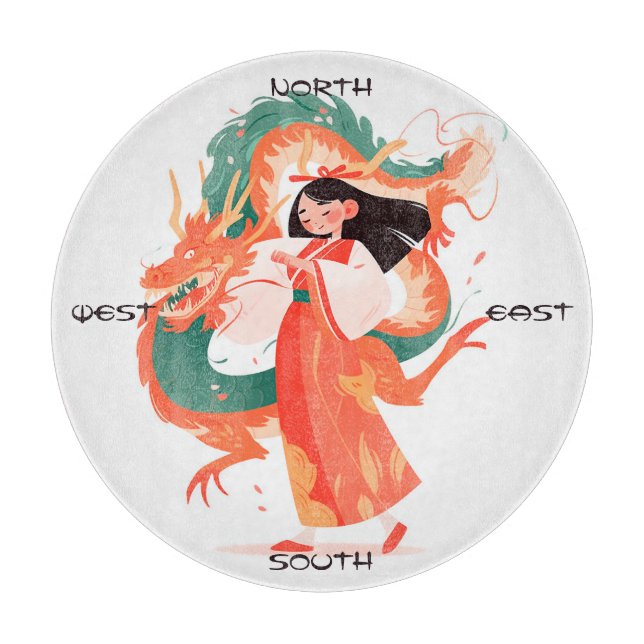 Planche À Découper Créez Votre Propre Jeune Fille du Dragon Chinois e (Devant)