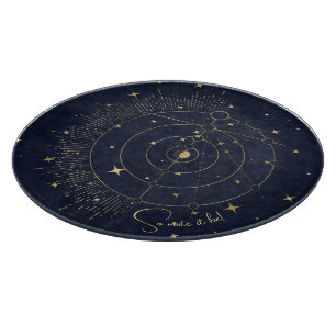 Planche À Découper Créez Votre Propre Lune Céleste Bleue et Dorée