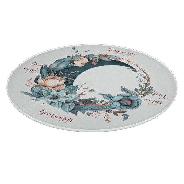 Planche À Découper Créez Votre Propre Lune Florale Sarcelle et Pêche (Coin)