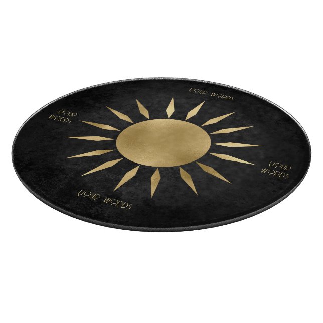 Planche À Découper Créez Votre Propre Mandala du Soleil Noir et Or (Coin)