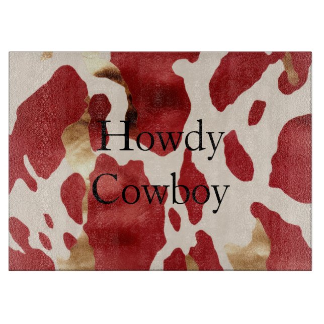 Planche À Découper Crème Rouge Or Occidental Cowhide Howdy (Devant)