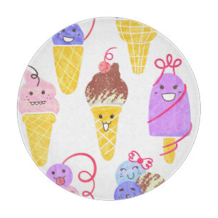 Planche À Découper Crèmes glacées Kawaii, motif mignon et sans soudur