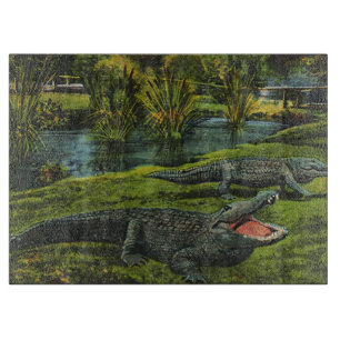 Planche À Découper Crocodiles, Animaux Reptiles de la Vie Marine Vint
