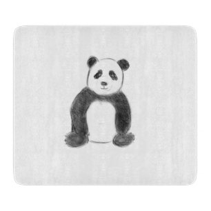 Planche À Découper Croquis de panda en noir et blanc