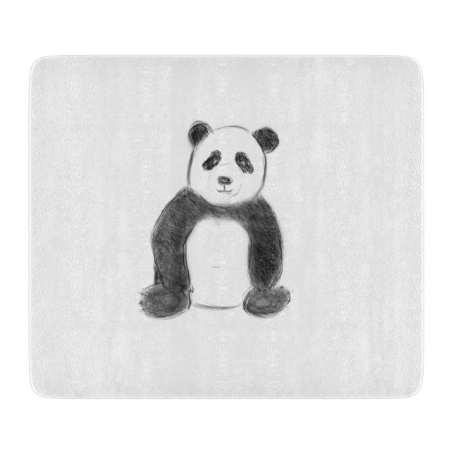Planche À Découper Croquis de panda en noir et blanc (Devant)