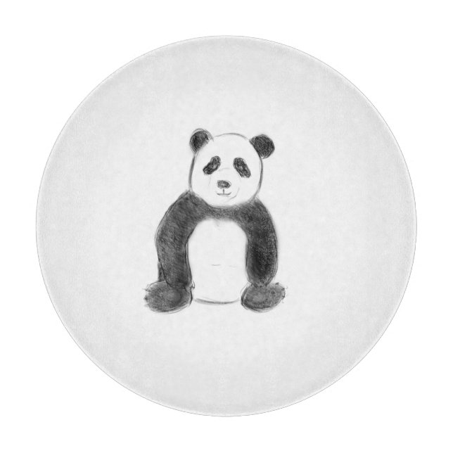 Planche À Découper Croquis de panda en noir et blanc (Devant)