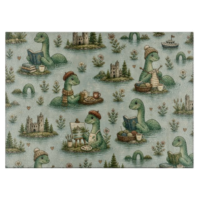 Planche À Découper Cryptides confortables Nessie Monstre du Loch Ness (Devant)