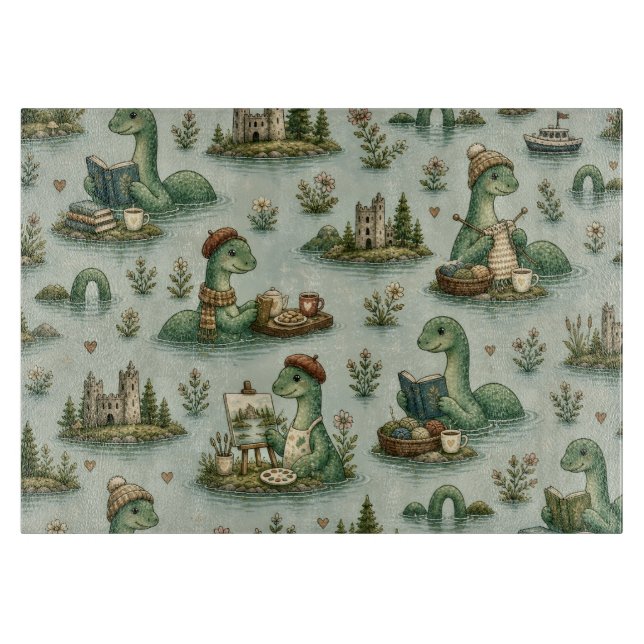 Planche À Découper Cryptides confortables Nessie Monstre du Loch Ness (Devant)