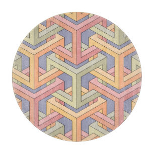 Planche À Découper Cubes 3D, Motif d'illusion optique.