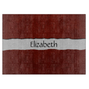 Planche À Découper Cuir rouge, Arrière - plan en cuir, Votre nom