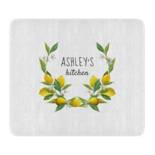 Planche À Découper Cuisine agricole aquarelle citron personnalisé
