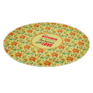 Planche À Découper Cuisine Assaisonnée Avec Amour Motif Végétal