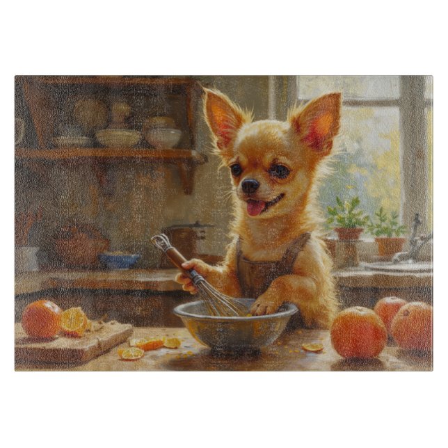 Planche À Découper Cuisine de Chihuahua dans la cuisine (Devant)