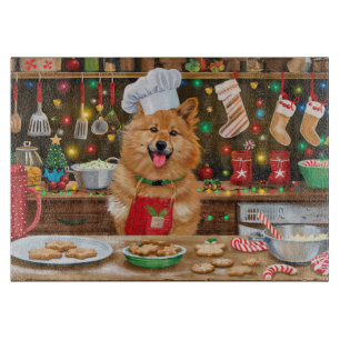 Planche À Découper Cuisine de fêtes de Noël avec un Finnish Spitz : f