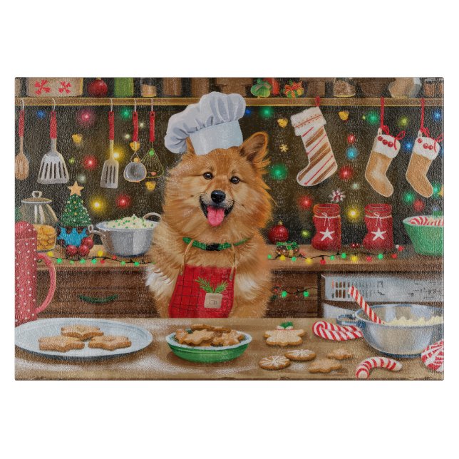 Planche À Découper Cuisine de fêtes de Noël avec un Finnish Spitz : f (Devant)