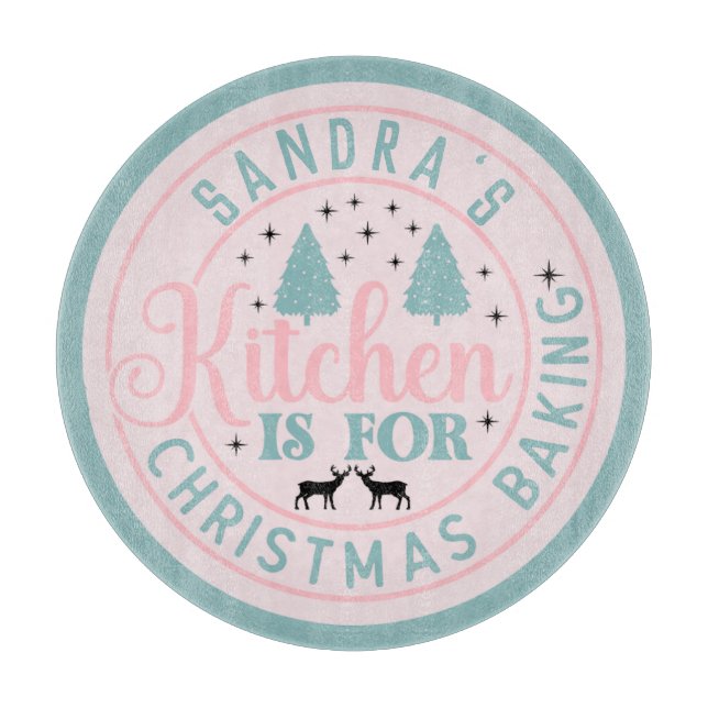 Planche À Découper Cuisine de Noël rose Preppy (Devant)