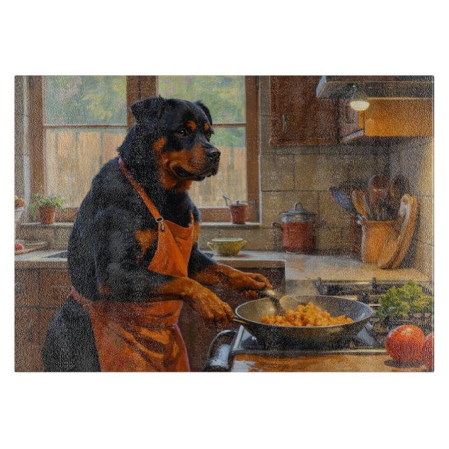 Planche À Découper Cuisine de Rottweiler dans la cuisine (Devant)