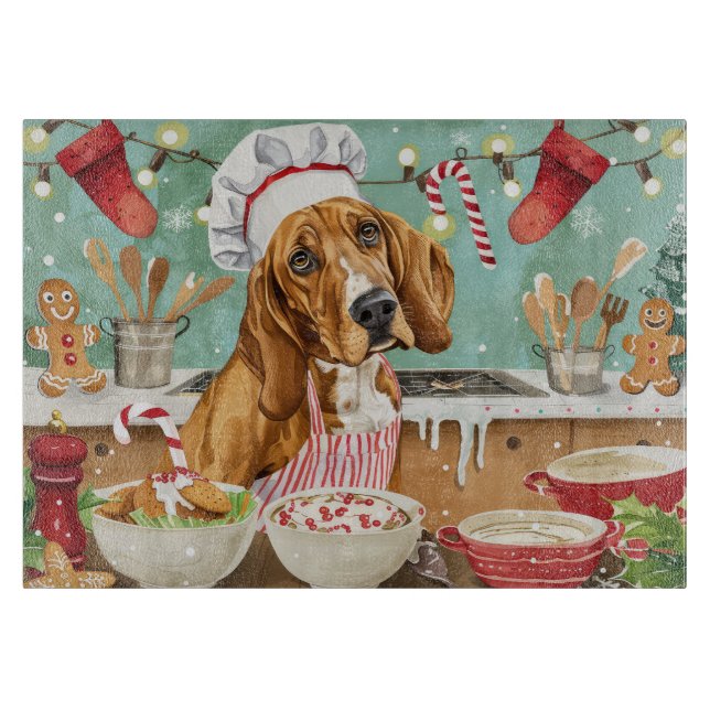 Planche À Découper Cuisine de vacances Coonhound : Festive Noël (Devant)