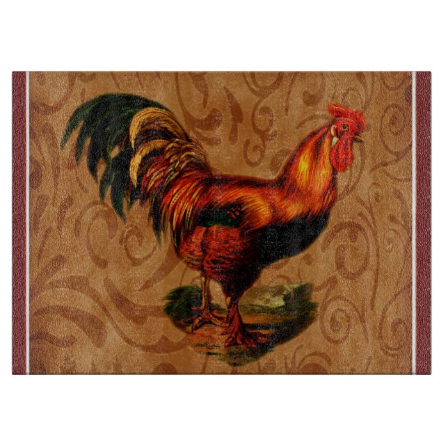 Planche À Découper Cuisine élégante de coq de campagne (Devant)