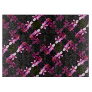 Planche À Découper Cuisine en verre - Orchidées violettes