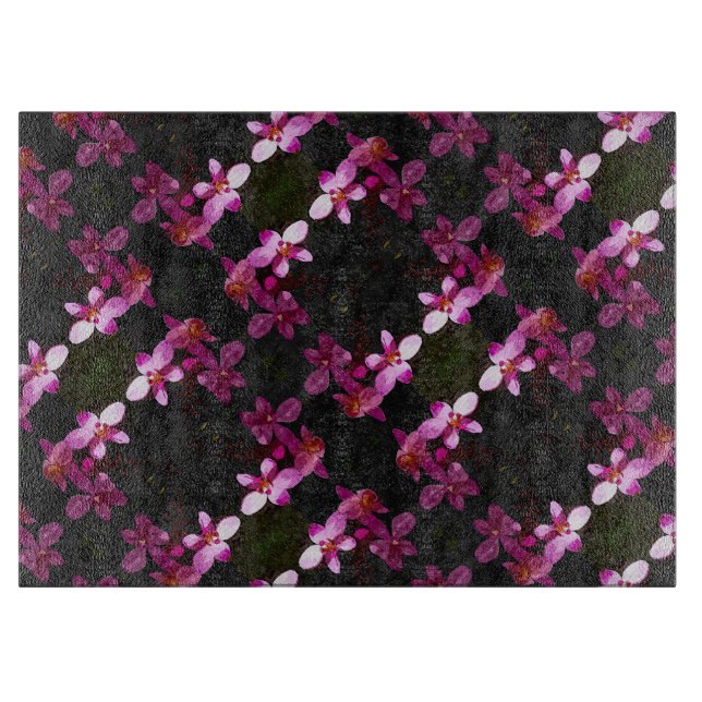 Planche À Découper Cuisine en verre - Orchidées violettes (Devant)