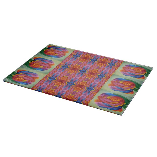 Planche À Découper Cuisine en verre - Rainbow Tulip A (Coin)