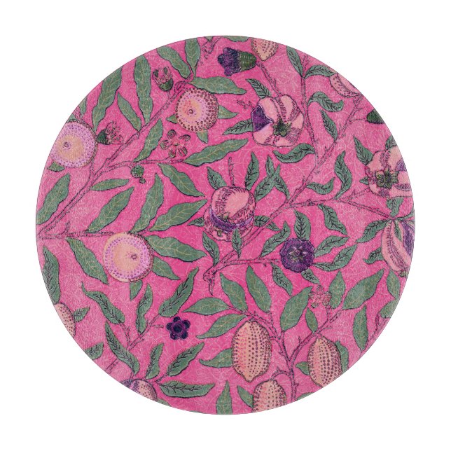 PLANCHE À DÉCOUPER CUISINE EN VERRE : WILLIAM MORRIS : POMEGRANATE (Devant)