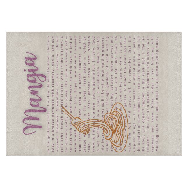 Planche À Découper Cuisine italienne Art Mur | Citation alimentaire " (Devant)