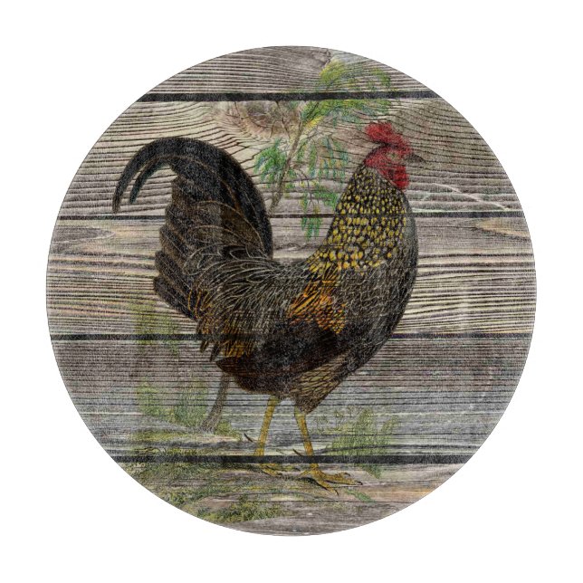Planche À Découper Cuisine Rustique de Coq de Campagne (Devant)