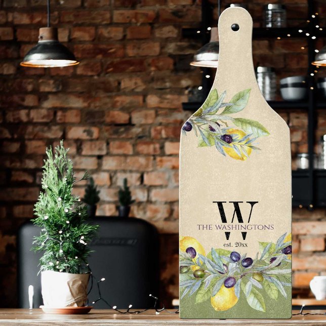 Planche À Découper Cuisine toscane citrons olives (Add some Tuscan style to your kitchen or bar area with this monogrammed cutting board)