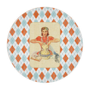 Planche À Découper Cuisinier vintage à motifs de losanges lunatique