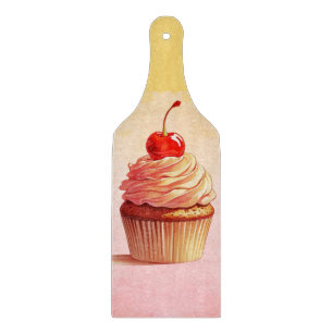 Planche À Découper Cupcake Vintage cerise rose jaune