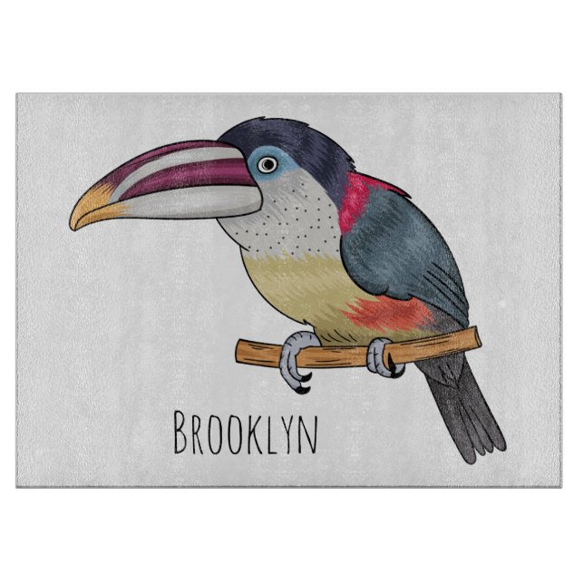 Planche À Découper Curl crested aracari bird cartoon (Devant)