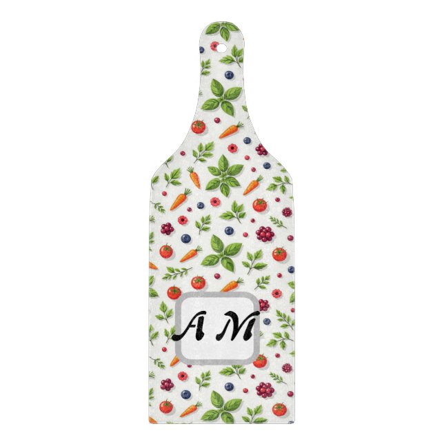 Planche À Découper  Custom initials Herbs seamless pattern  (Devant)