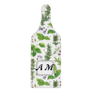 Planche À Découper  Custom initials Herbs seamless pattern 