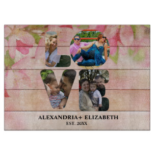 Planche À Découper Custom modern love 4 photo collage pour couples